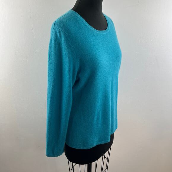 Lord & Taylor CASHMERE Long Sleeve Sweater Turquoise Blue Teal Round Neck Sz XL - Picture 3 of 9
